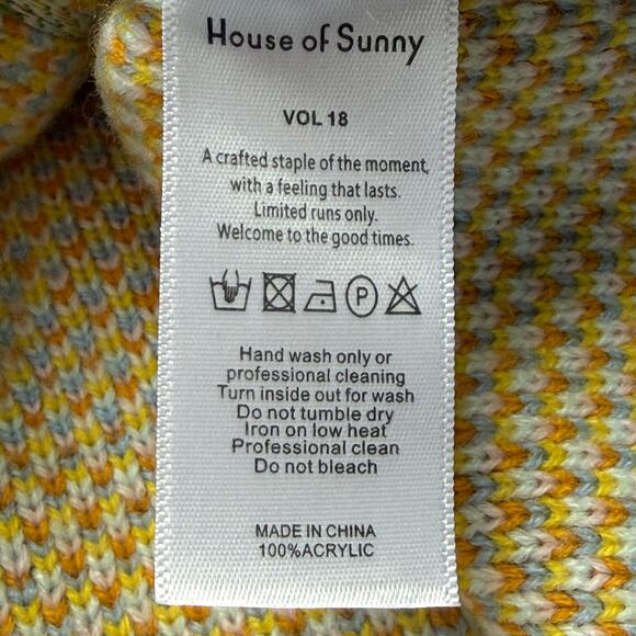 House of Sunny Yellow Blue Mushroom Daisy Flowers Long Sleeve Sweater Cardigan 6 - Picture 7 of 7